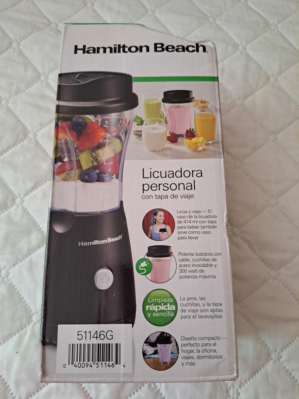 Black/Clear Plastic 14 oz 1 speed Blender with Travel Lid